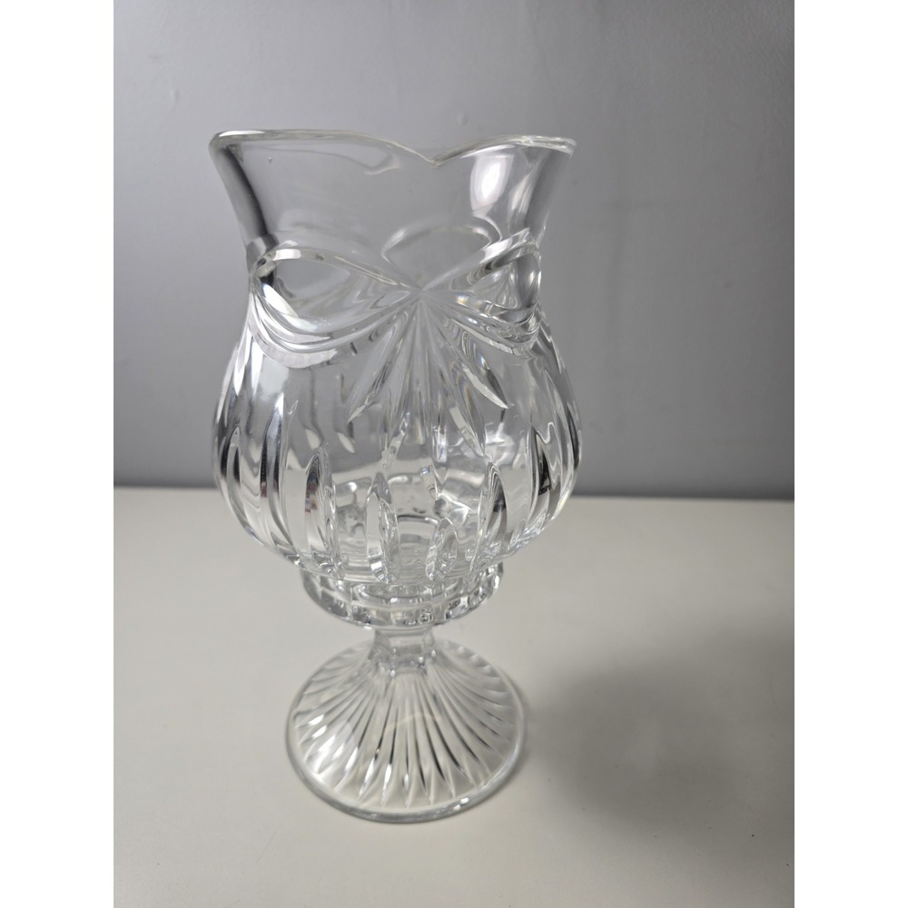Vintage Crystal Hurricane Lamp Candle Holder 8.5" Fairy Lamp